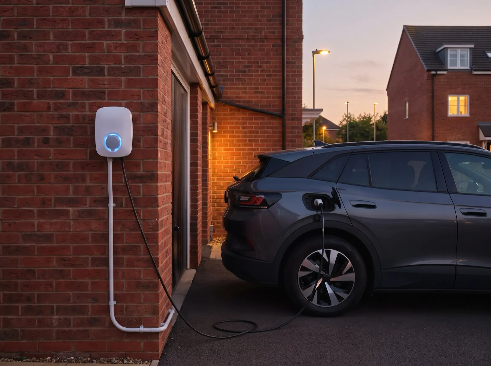 Wall-mounted home EV charger installed in a Melbourne garage