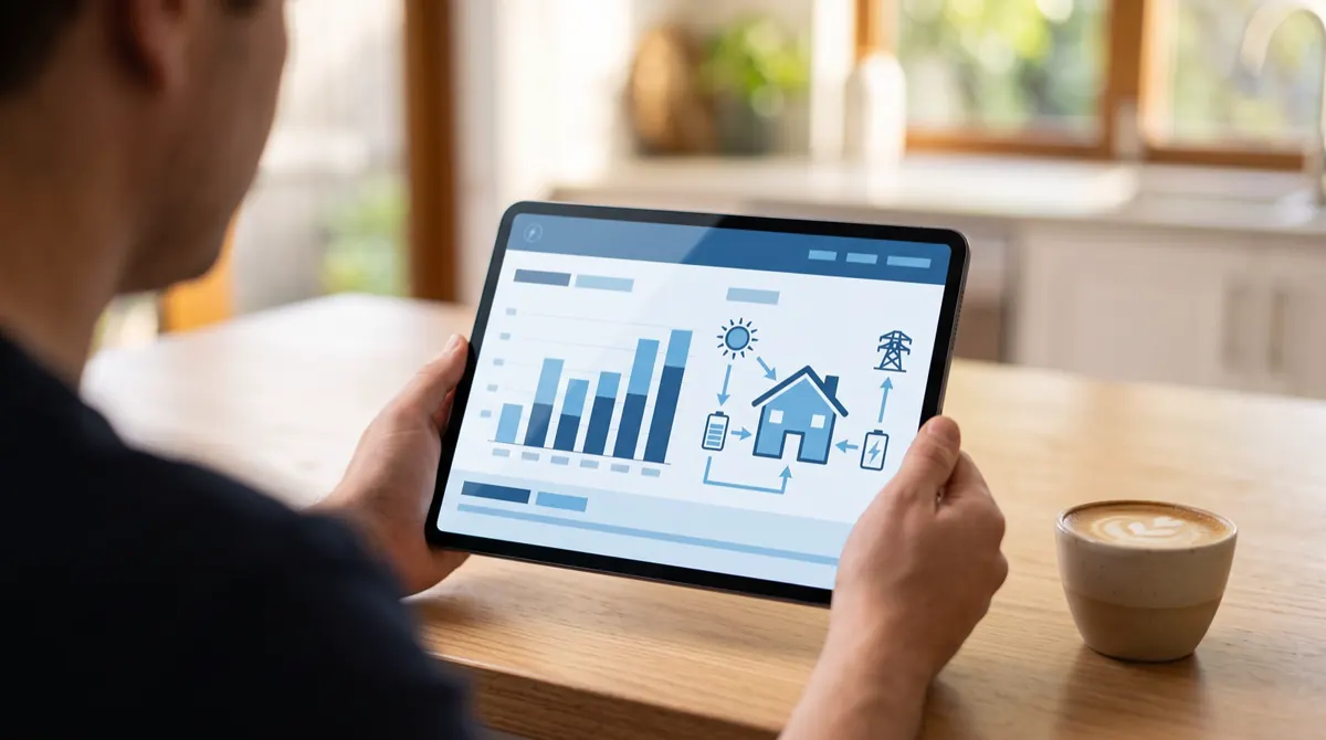 Electrification plan shown on a tablet at a Melbourne kitchen bench